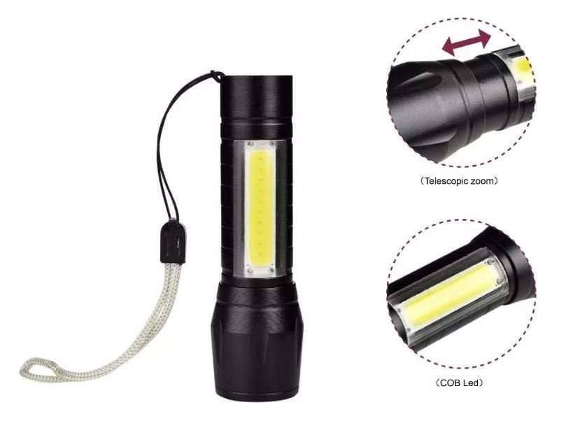 USB Charging Mini LED Flashlight with Build in Battery Box Set