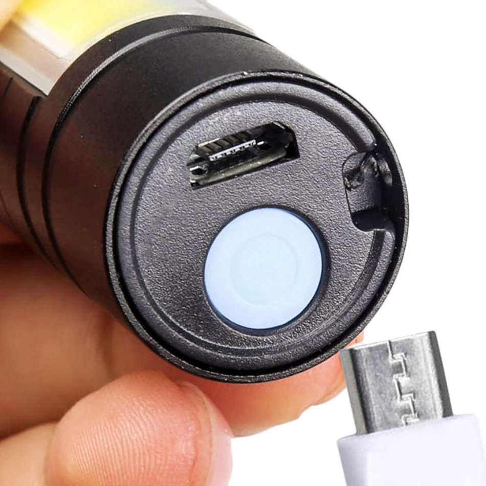 USB Charging Mini LED Flashlight with Build in Battery Box Set