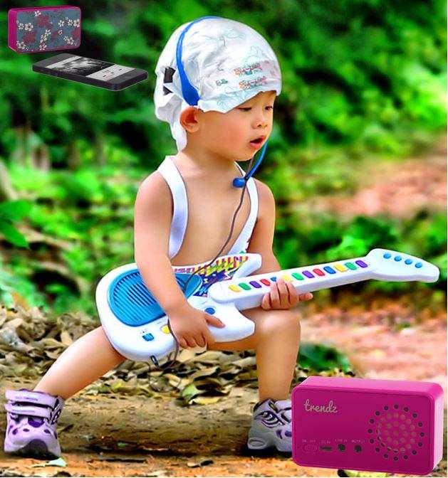 Trendz Portable Mini Speaker with a Surprisingly Big Sound PLUS Cool Pink Heart Shape Earphones