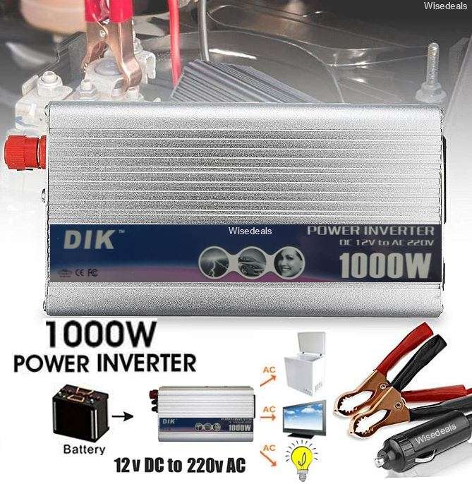 Solar Power Inverter - Convert 12V DC to 220V AC - 1000W Continious Power & 2000W Peak Power)