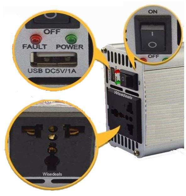 Solar Power Inverter - Convert 12V DC to 220V AC - 1000W Continious Power & 2000W Peak Power)