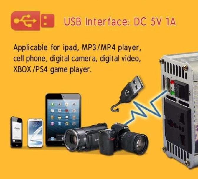 Solar Power Inverter - Convert 12V DC to 220V AC - 1000W Continious Power & 2000W Peak Power)