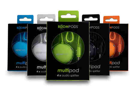 Plug in and share your music and videos with up to 4 friends with this simple audio splitter