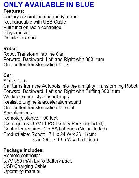 2.4Ghz Buggati Remote Control TRANSFORMER Robot Car, Transforms in 1 Button - With Music & Lights