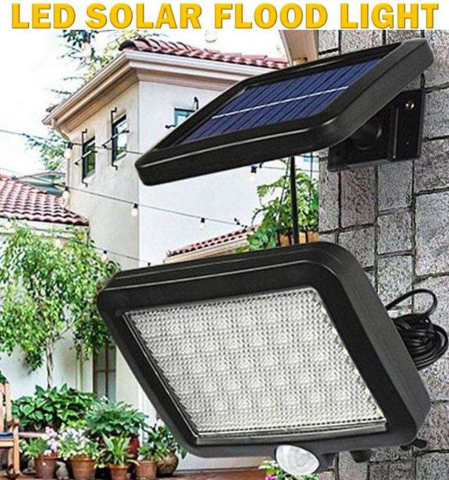 56 LED Multi functional SOLAR FLOOD LIGHT KIT - PIR Motion Sensor Detection