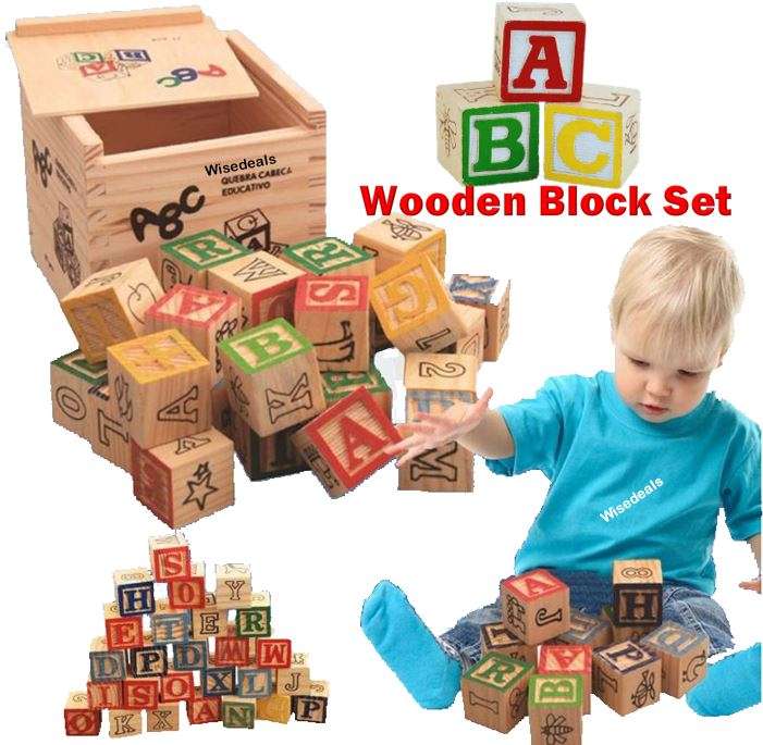 27 Piece ABC Wooden Block Set. The Quick, Easy, Simple and Classic Learning Toy