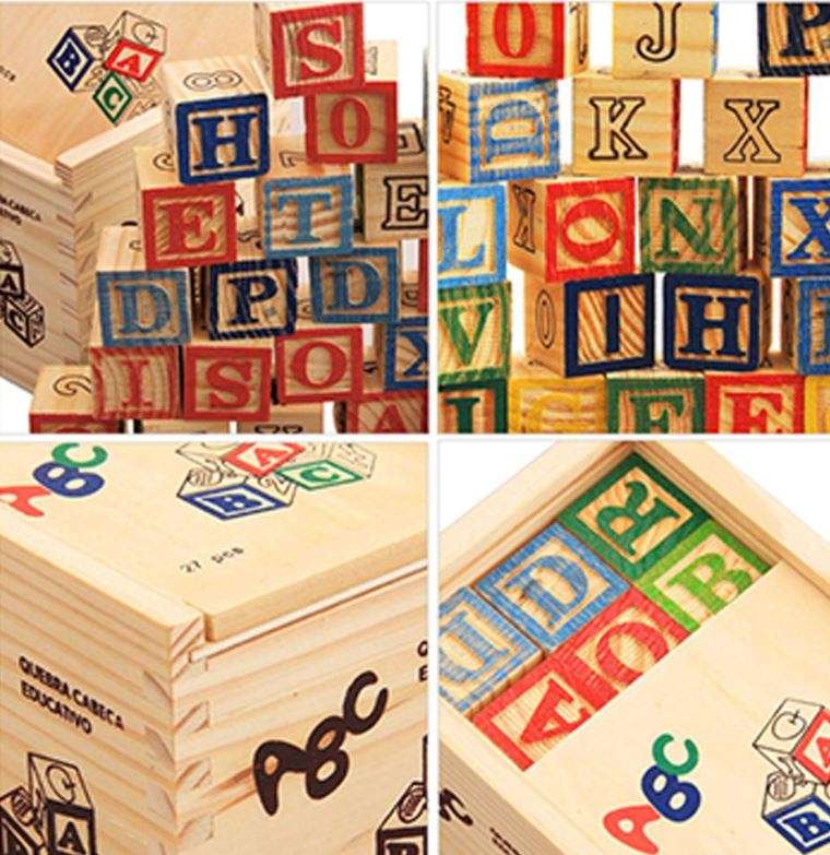 27 Piece ABC Wooden Block Set. The Quick, Easy, Simple and Classic Learning Toy