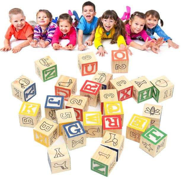 27 Piece ABC Wooden Block Set. The Quick, Easy, Simple and Classic Learning Toy