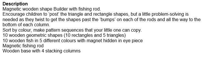 Magnetic wooden shape Column Builder with fishing rod