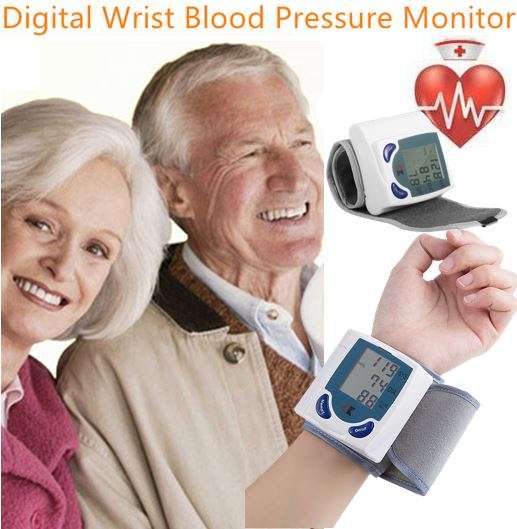Digital LCD Wrist Blood Pressure Monitor With Heart Beat Rate Pulse Meter Measure