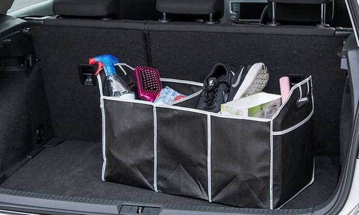 Portable, Convenient, and Collapsible Car Boot Organizer with Carry Handles