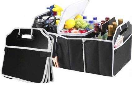 Portable, Convenient, and Collapsible Car Boot Organizer with Carry Handles