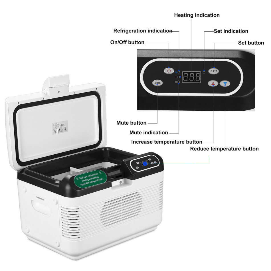 12L Household & Car Dual Selectable Refrigerator & Warmer  AC 220V or DC 12/24V