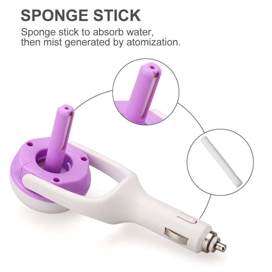 12V Car Steam Humidifier & Purifier & USB Phone Charger