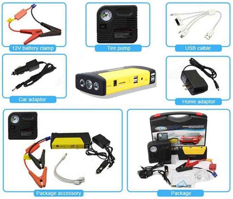 Multi-Function Car Rechargeable 16800mAh Car Jump Starter Kit With Air compressor & Mobile Charger