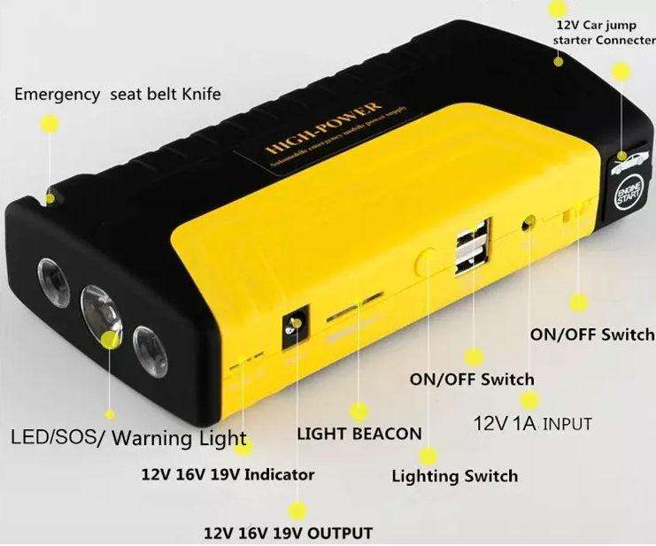 Multi-Function Car Rechargeable 16800mAh Car Jump Starter Kit With Air compressor & Mobile Charger