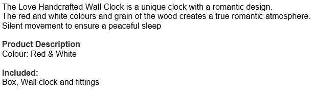 Silent Ticking Wooden Love Handcrafted Wall Clock