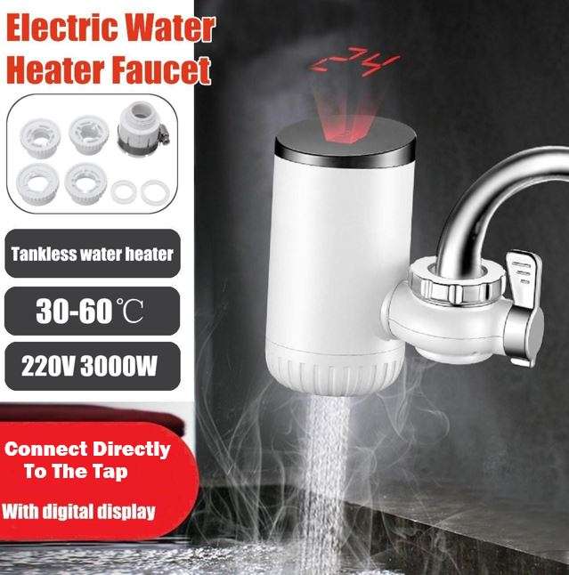 Electric Heating Faucet - Acts as a Mini Geyser for your Tap, Connect Directly to Tap - Hot & Cold