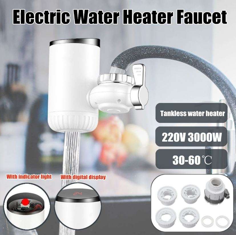 Electric Heating Faucet - Acts as a Mini Geyser for your Tap, Connect Directly to Tap - Hot & Cold