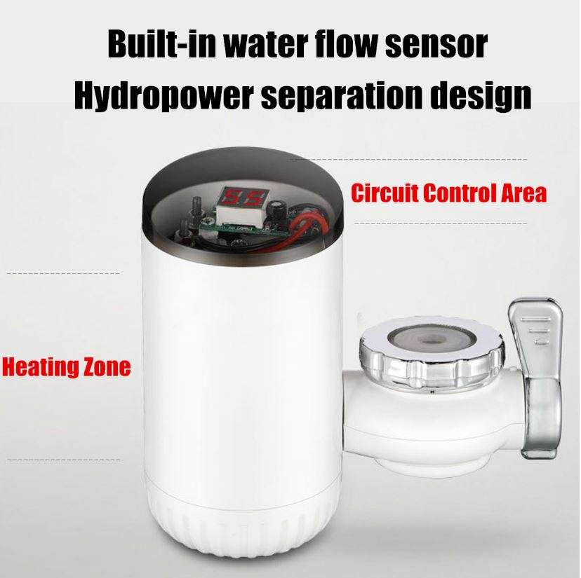 Electric Heating Faucet - Acts as a Mini Geyser for your Tap, Connect Directly to Tap - Hot & Cold