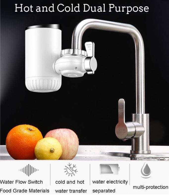 Electric Heating Faucet - Acts as a Mini Geyser for your Tap, Connect Directly to Tap - Hot & Cold
