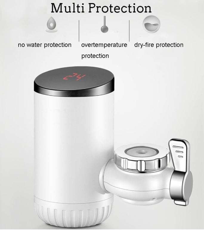 Electric Heating Faucet - Acts as a Mini Geyser for your Tap, Connect Directly to Tap - Hot & Cold
