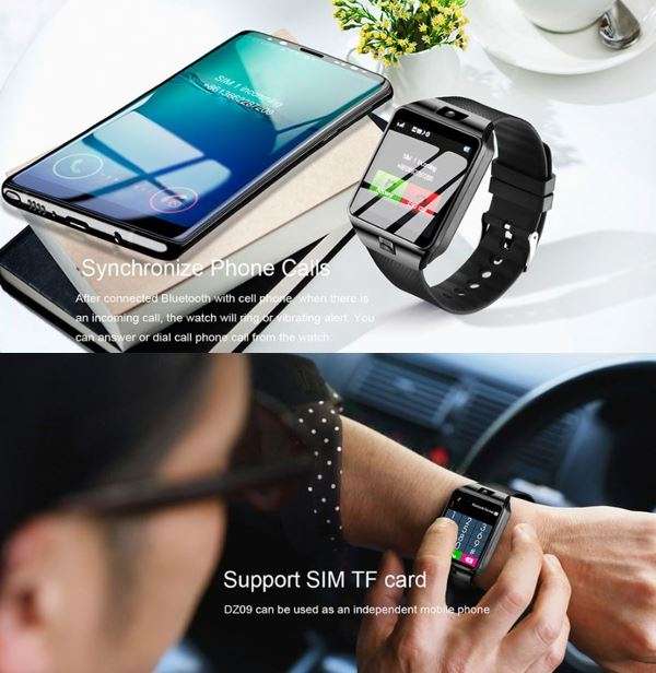 Bluetooth Smart Watch Phone, Support Sim & SD Card, Pedometer, Social Media Messages, Calls, Time