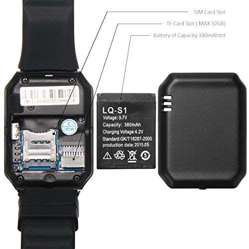 Bluetooth Smart Watch Phone, Support Sim & SD Card, Pedometer, Social Media Messages, Calls, Time