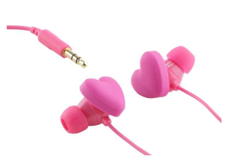 Super Cool Heart Shape Earphones in a bright and exciting pink design