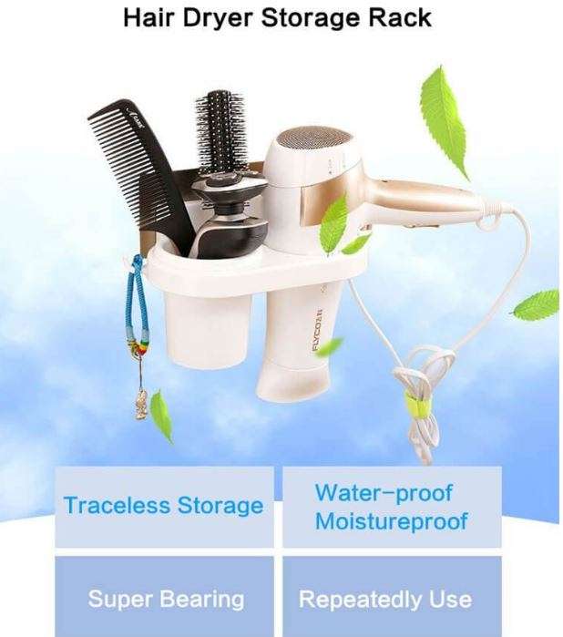 Magic Suction Cup Hair Dryer Holder  No drilling or nails