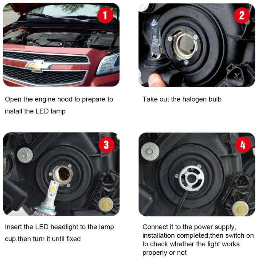 2 Piece LED Headlight Kit  Available in H1, H3, H4, H7 9005, 9006