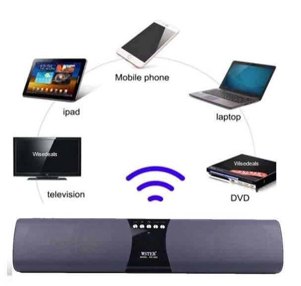 Wireless Bluetooth Soundbar with FM Radio & Build-In Mic  Support SD Card, USB, AUX