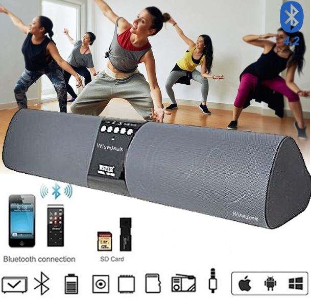 Wireless Bluetooth Soundbar with FM Radio & Build-In Mic  Support SD Card, USB, AUX