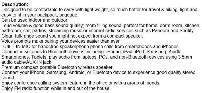 Wireless Bluetooth Soundbar with FM Radio & Build-In Mic  Support SD Card, USB, AUX