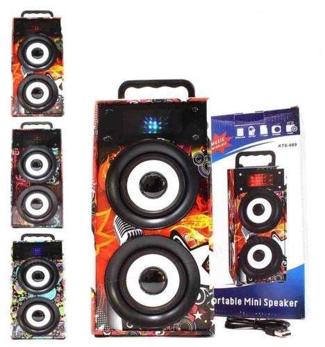 Portable Bluetooth Speaker with FM Radio, LED Lights, Support USB, SD Card & AUX