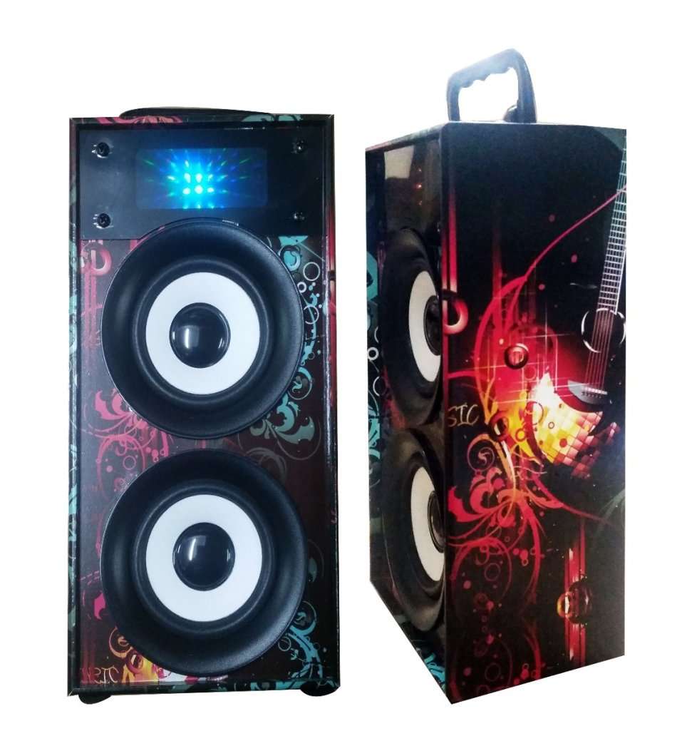 Portable Bluetooth Speaker with FM Radio, LED Lights, Support USB, SD Card & AUX