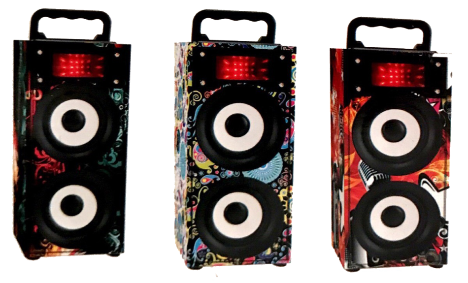 Portable Bluetooth Speaker with FM Radio, LED Lights, Support USB, SD Card & AUX