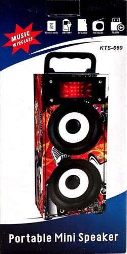 Portable Bluetooth Speaker with FM Radio, LED Lights, Support USB, SD Card & AUX