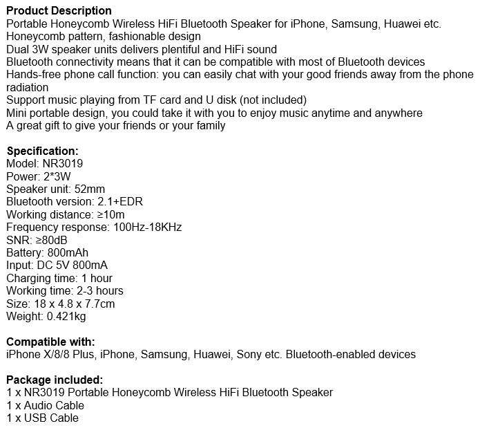 Waterproof Shatter-Resistant & Voice Prompt Wireless Bluetooth Speaker