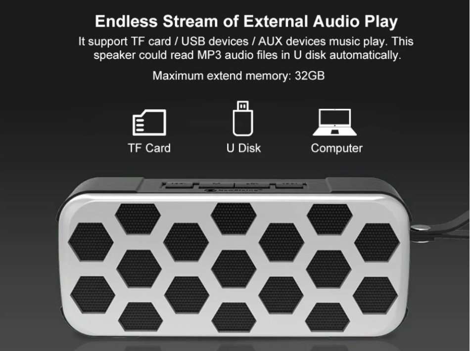Waterproof Shatter-Resistant & Voice Prompt Wireless Bluetooth Speaker