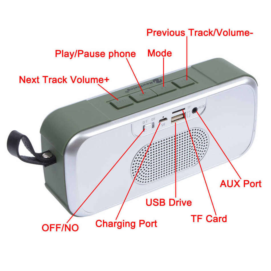 Waterproof Shatter-Resistant & Voice Prompt Wireless Bluetooth Speaker