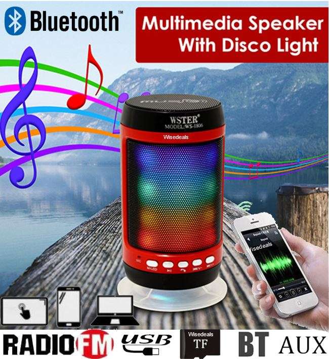 Wireless Bluetooth Speaker With LED Lights & FM Radio, Support USB & SD Card