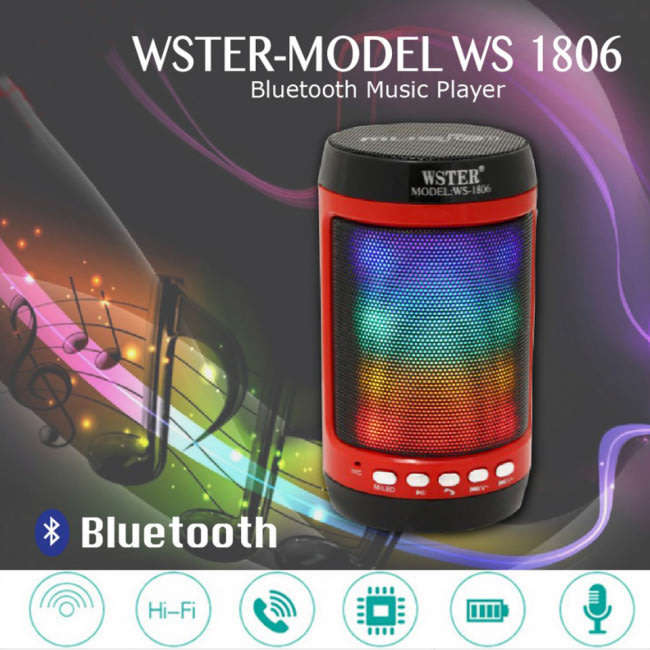 Wireless Bluetooth Speaker With LED Lights & FM Radio, Support USB & SD Card