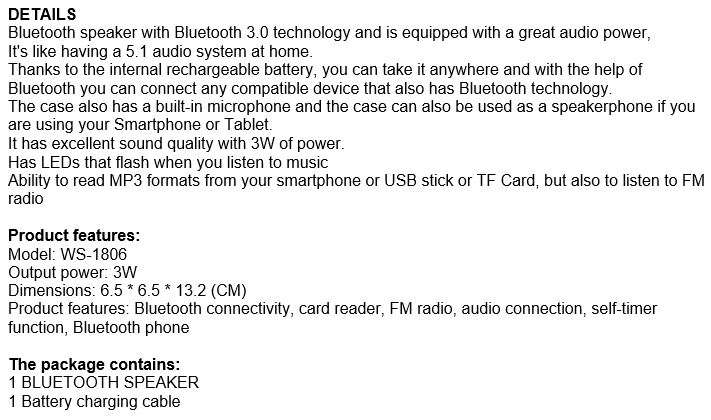 Wireless Bluetooth Speaker With LED Lights & FM Radio, Support USB & SD Card