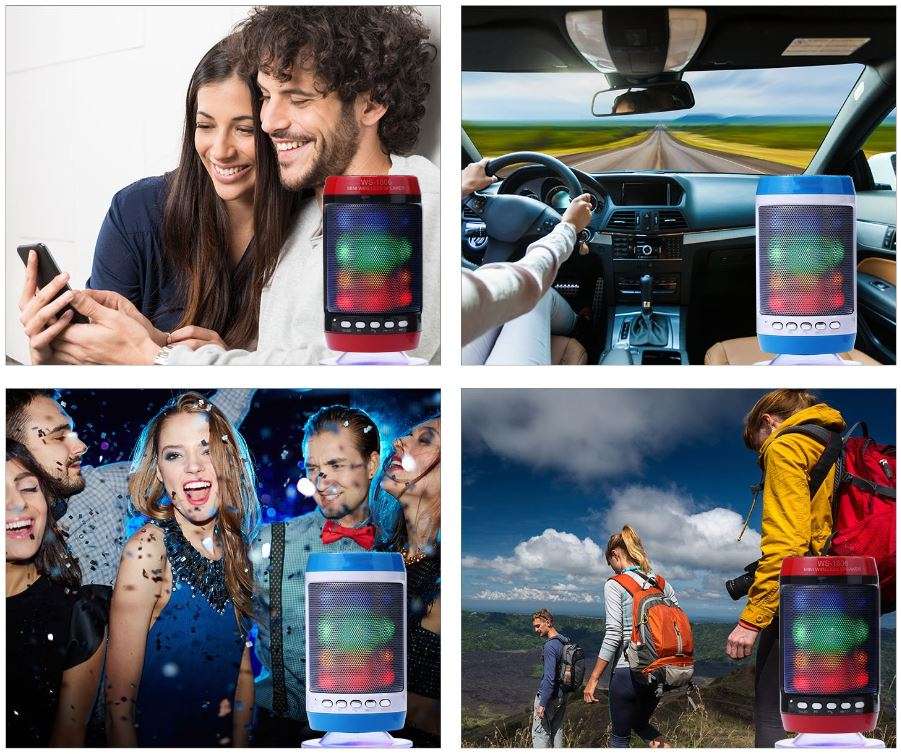 Wireless Bluetooth Speaker With LED Lights & FM Radio, Support USB & SD Card