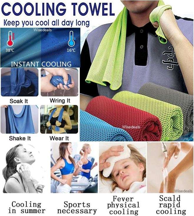 Instant Ice-Cold Cooling Towel in Seconds, Just Soak it, Wing it, Shake it and Wear it.