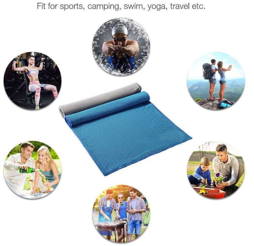 Instant Ice-Cold Cooling Towel in Seconds, Just Soak it, Wing it, Shake it and Wear it.