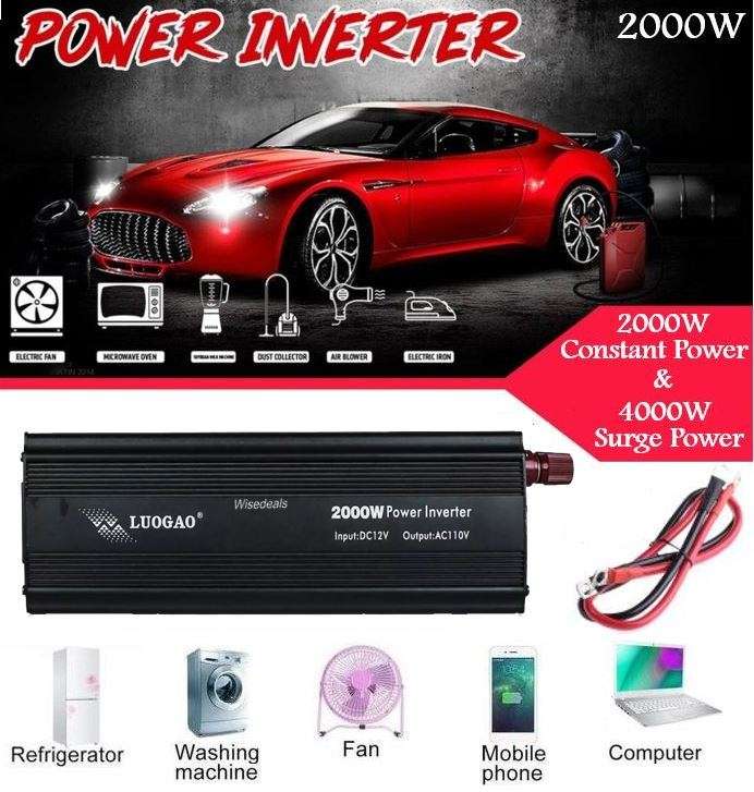 2000W Solar Power Inverter - Convert 12V DC to 220V AC (2000W Continious Power & 4000W Peak Power)