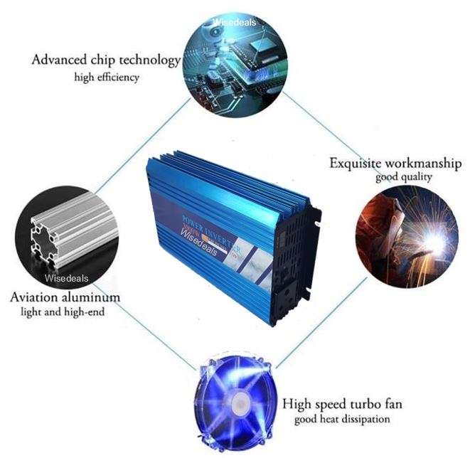 PURE SINE SOLAR Power Inverter 3000W Constant Power & 6000W Peak Power  Convert 12V DC to 220V AC