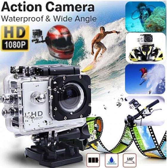 2" Full HD Action Sport Camera - Waterproof, LCD Screen, Photo, Video & Accessories